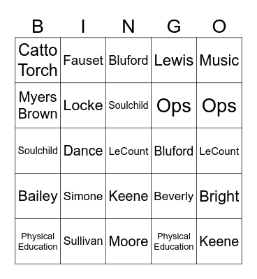 KIPP CATTO Bingo Card