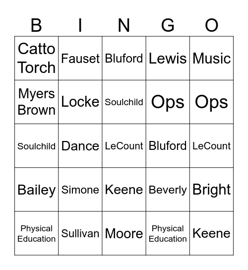 KIPP CATTO Bingo Card