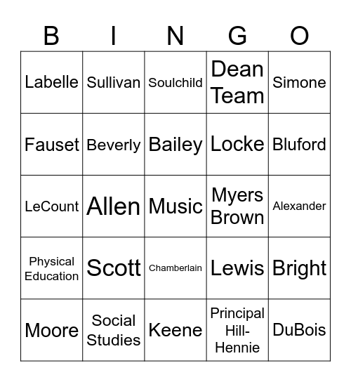 KIPP CATTO Bingo Card