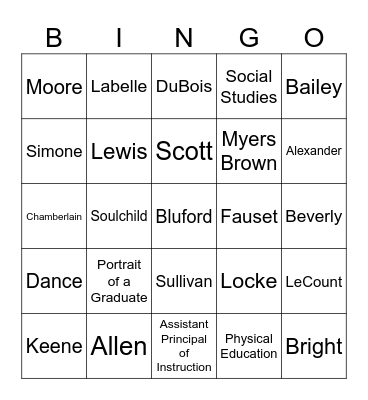 KIPP CATTO Bingo Card