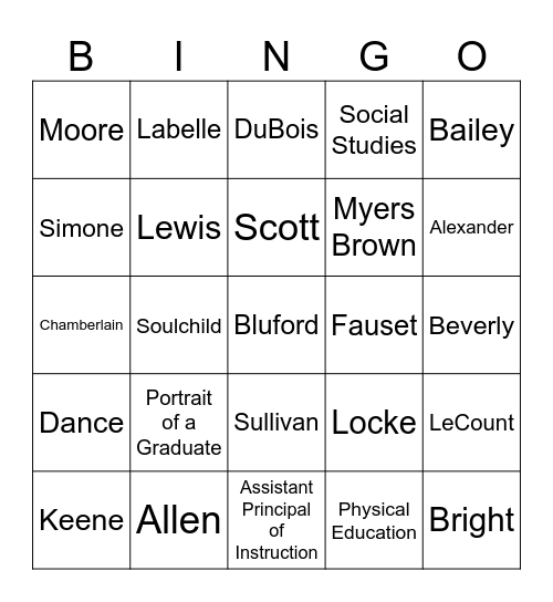 KIPP CATTO Bingo Card