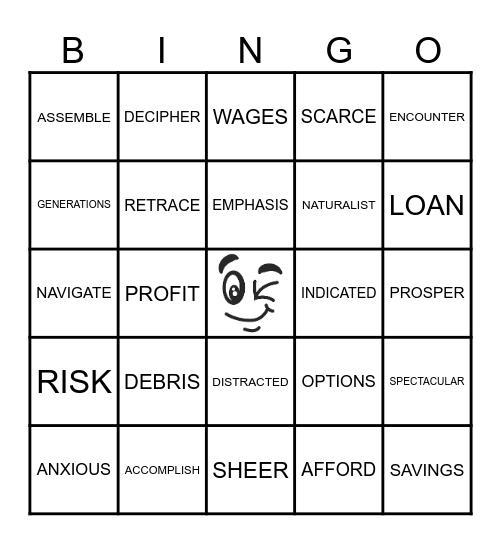 Vocabulary Bingo Card