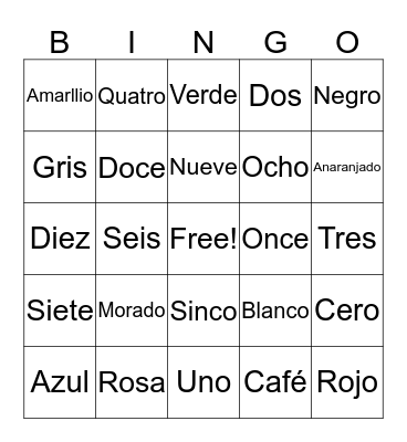 Spanish Official Bingo Card