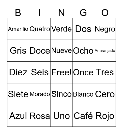 Spanish Official Bingo Card