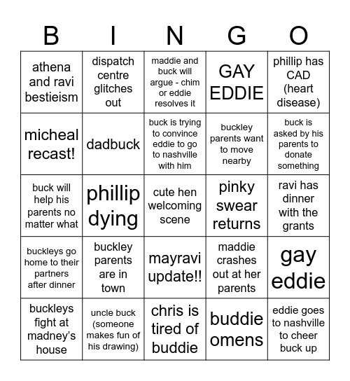 9x12 Bingo Card