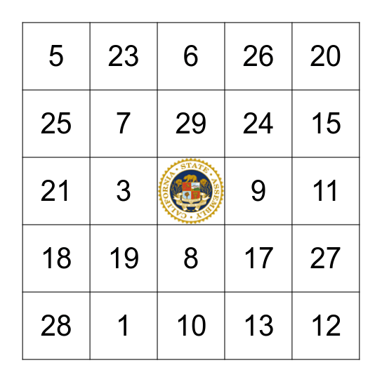B&Pingo! Bingo Card