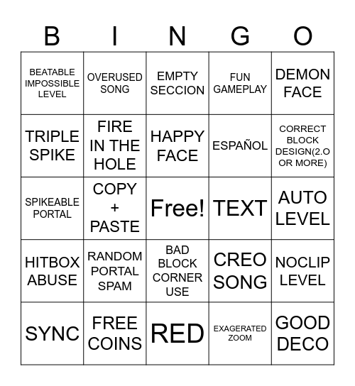 GD bingo Card