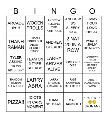 LARRY FLORIDA BINGO!!! Bingo Card