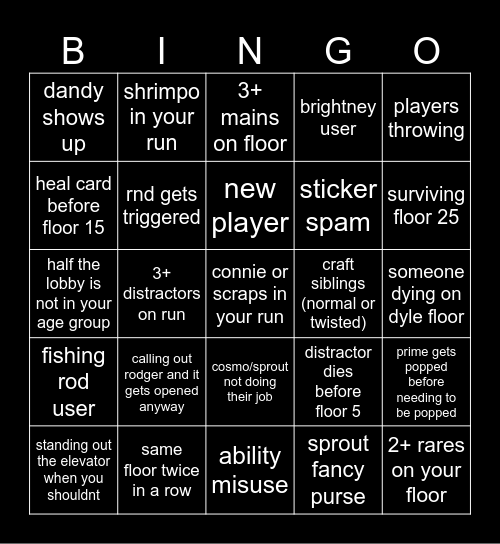 dandys world matchmaking bingo Card