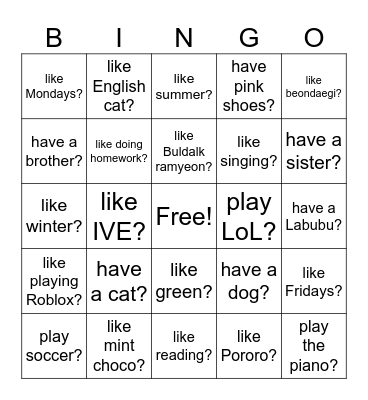 Do you...? Bingo Card