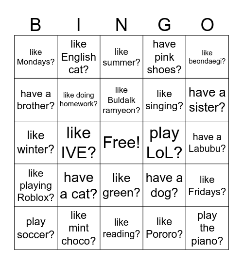 Do you...? Bingo Card