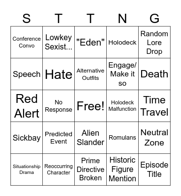 Star Trek TNG BINGO Card