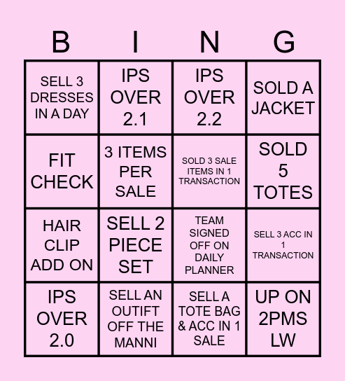 ALLY BINGO Card