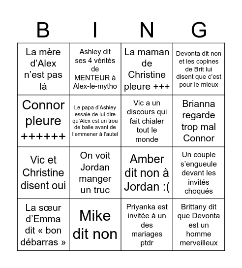 Mariages LIB US 10 OHIO Bingo Card