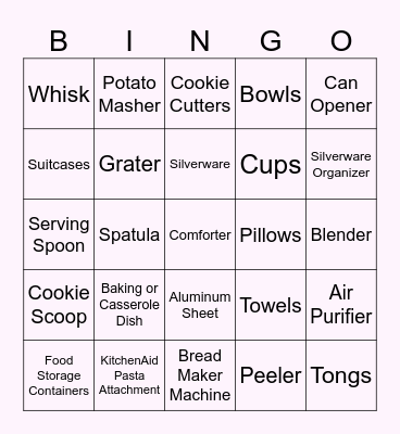 Bryn's Bridal Shower Bingo Card