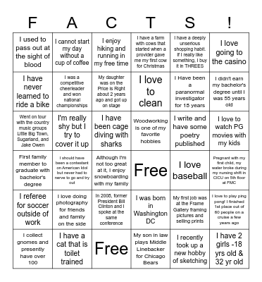 Clinic Administrator Fun Bingo Card