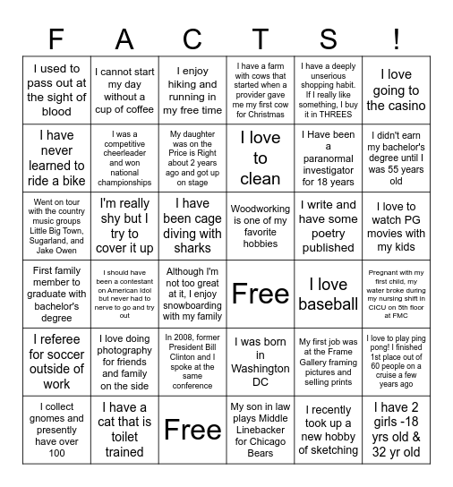 Clinic Administrator Fun Bingo Card
