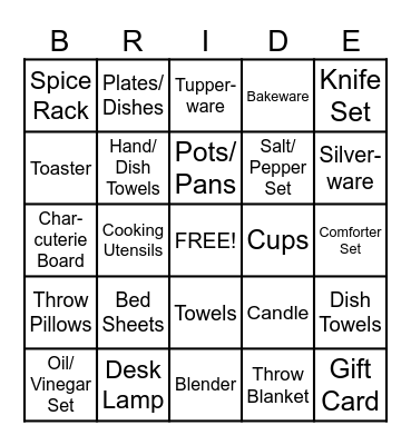 Ciara’s Bridal Shower Bingo Card