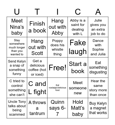 Poppy’s Birthday Bingo Card