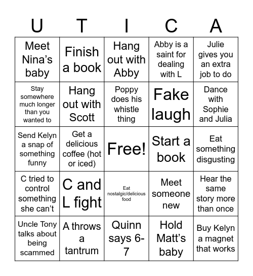 Poppy’s Birthday Bingo Card