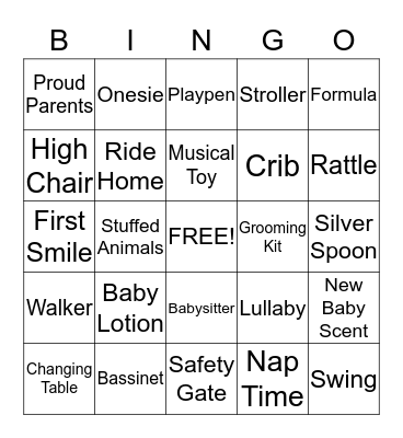 Baby Shower Bingo Card