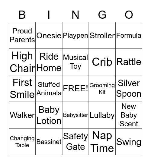 Baby Shower Bingo Card