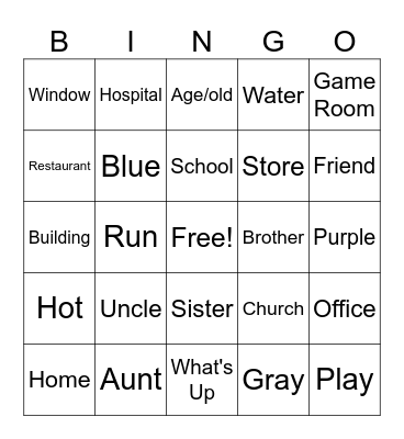 Sign Language Bingo Card