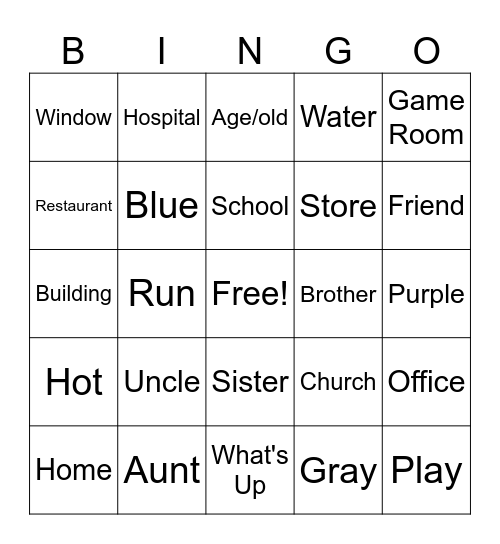 Sign Language Bingo Card