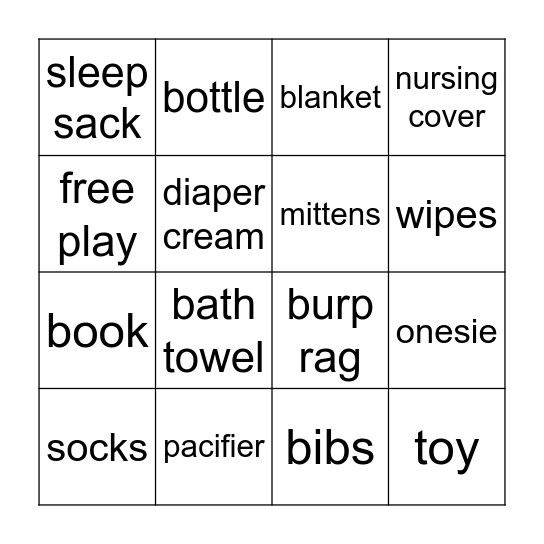 Baby DeCastro Bingo Card