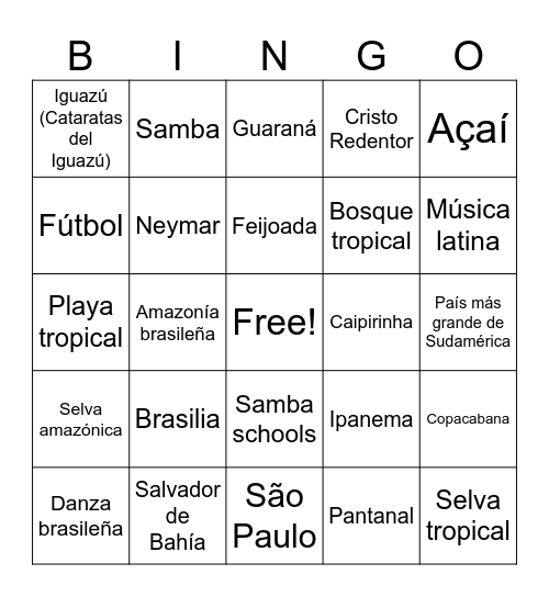 Brasil Bingo Card