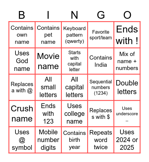BRUTE FORCE Bingo Card