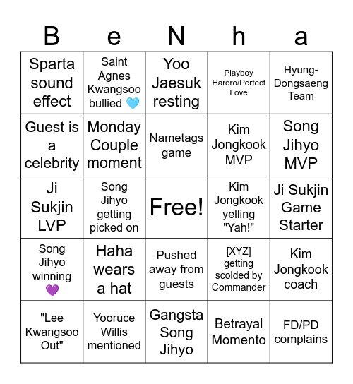 RM bINgBiNGBoRAbOraHbARoUhmUMumU~ Bingo Card