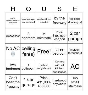Ayala House Search Bingo Card