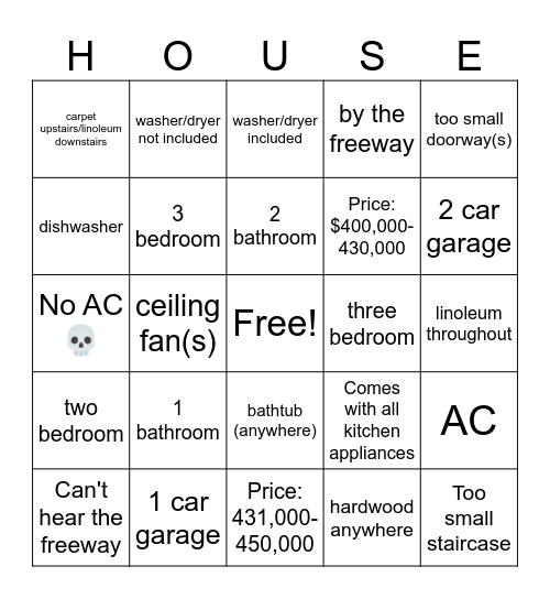 Ayala House Search Bingo Card