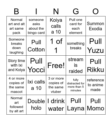 Vcard Bingo Card