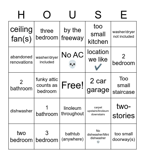 Ayala House Search Bingo Card