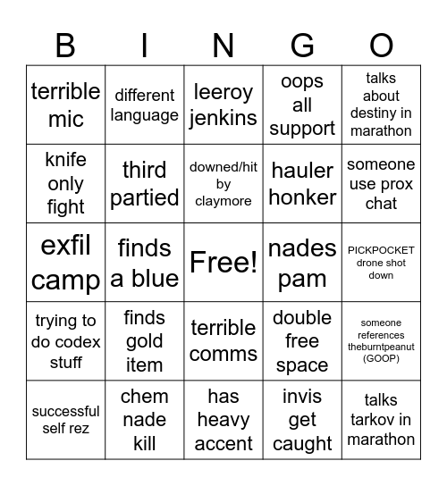 MARATHON THE GAME BINGO Card
