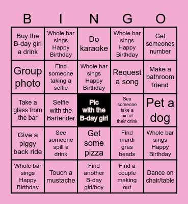 BIRTHDAY BAR CRAWL Bingo Card