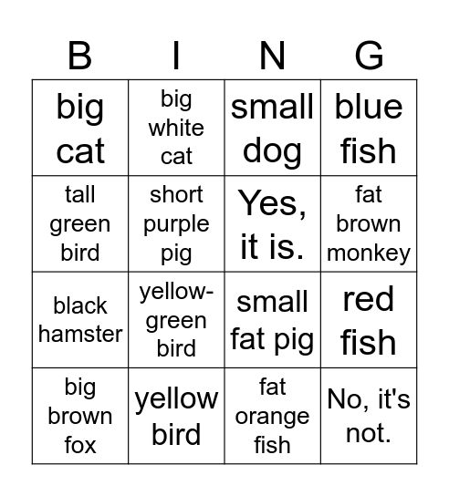 Is it a ____________________? Bingo Card