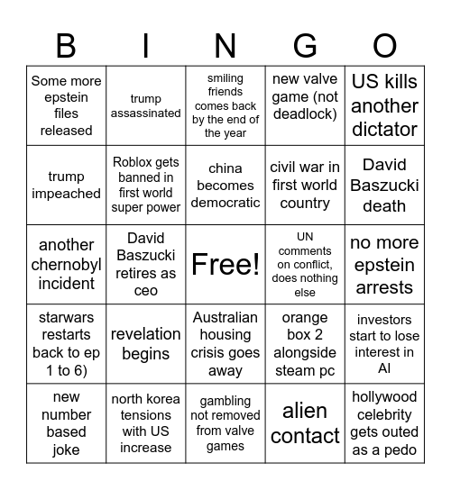 2026 Bingo Card