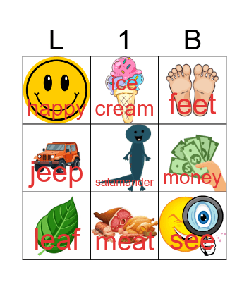 ee  ea  y  ey Bingo Card