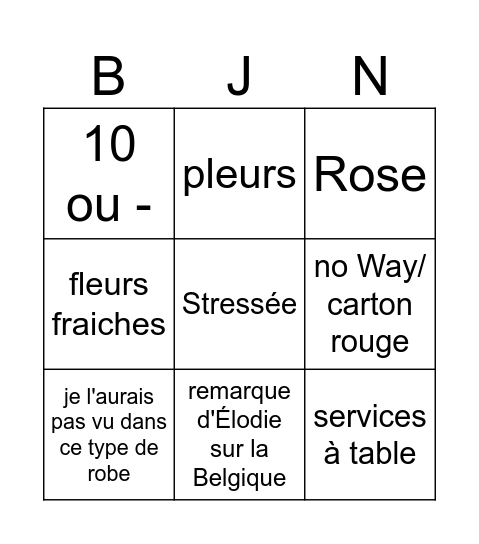 Bingo sans titre Bingo Card