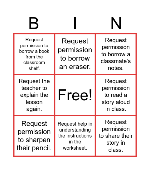 PLEASE Bingo Card