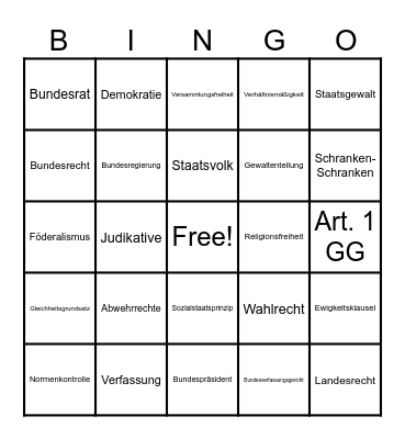 Verfassungs-Bullshit-Bingo Card
