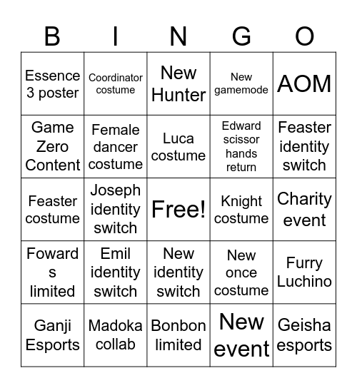 IDV BINGO Card