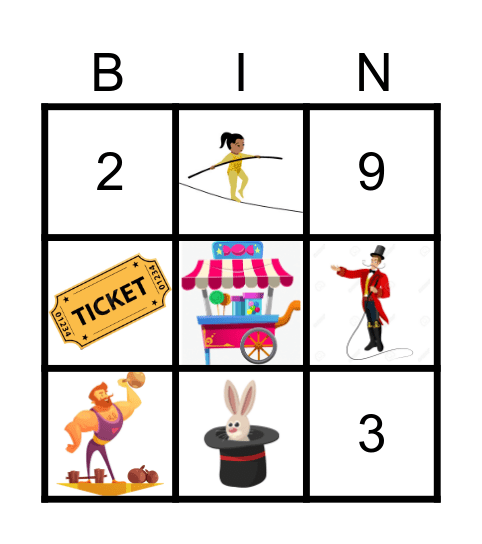 Circus Bingo Card