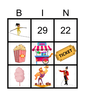 Circus Bingo Card