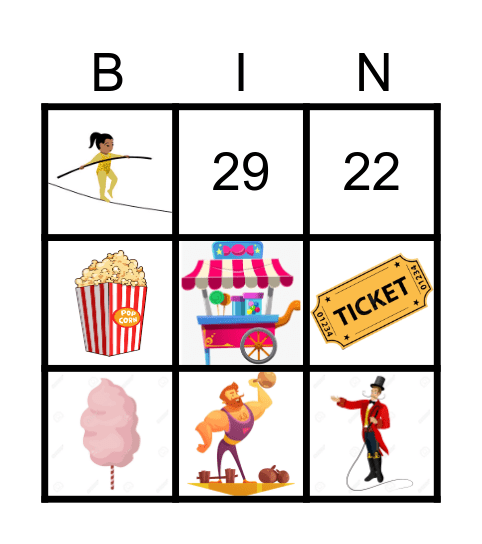 Circus Bingo Card