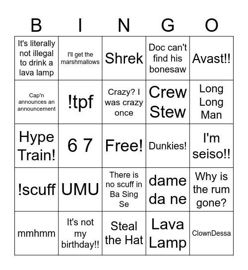 Astoria Crew Bingo Card