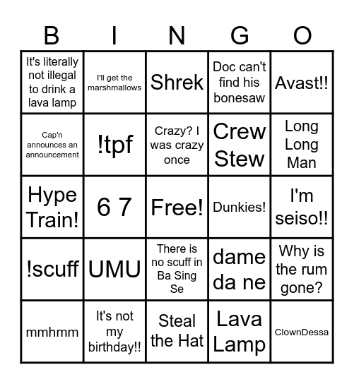 Astoria Crew Bingo Card